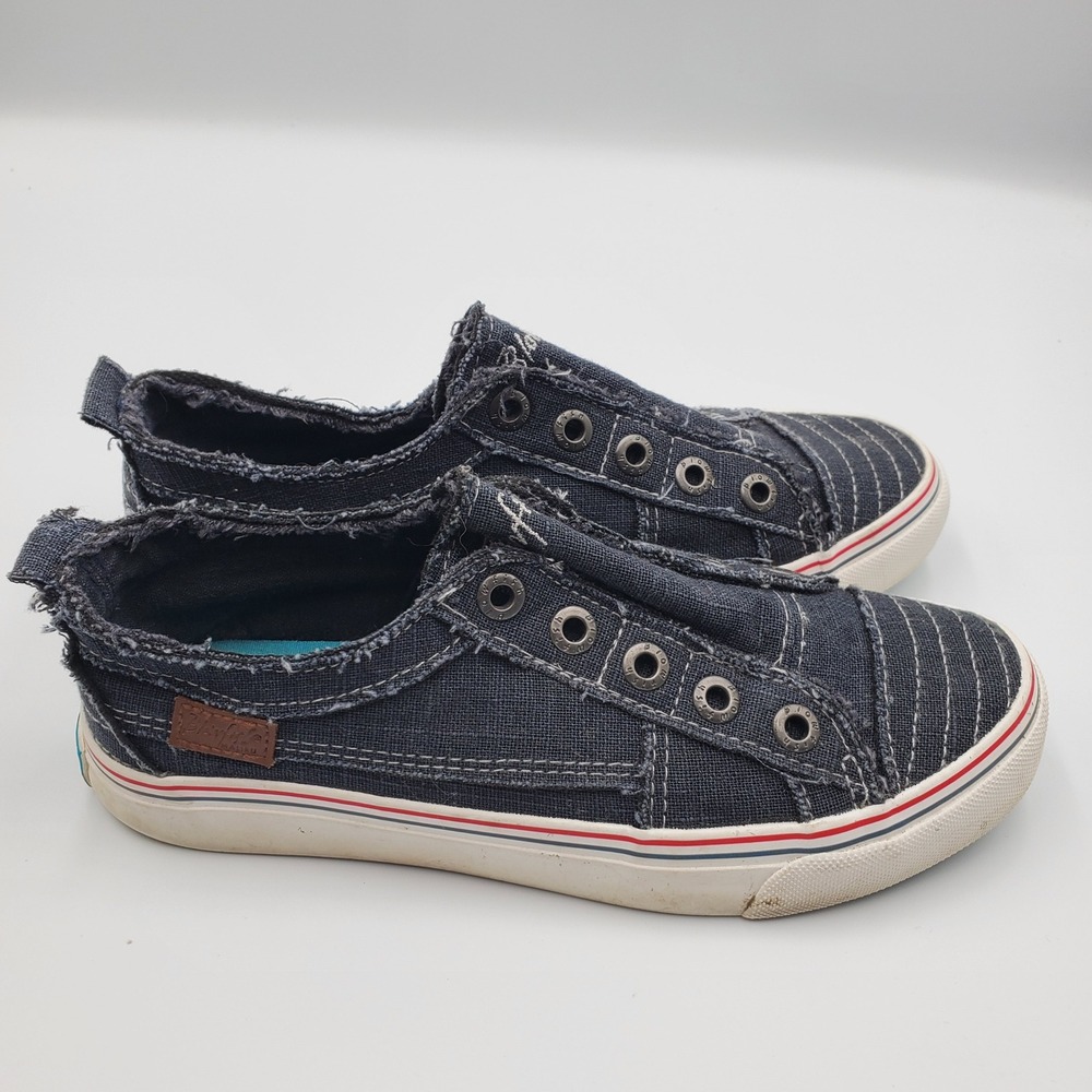 Blowfish Malibu Play Blue Distressed Slip On Laceless Sneakers ZS001 Womens 7.5